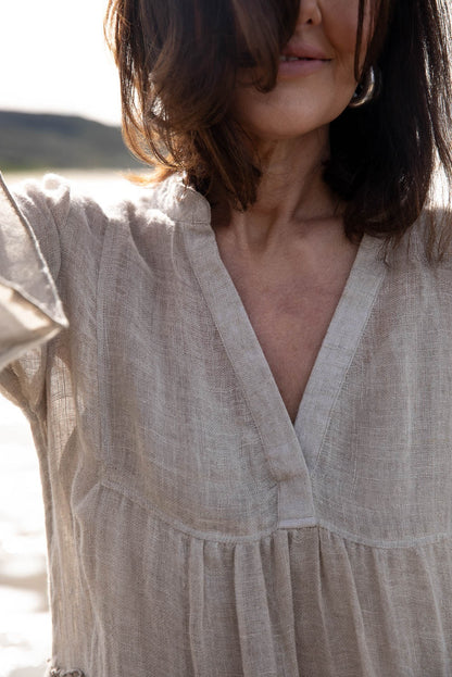 Gauze Linen Dress | Natural