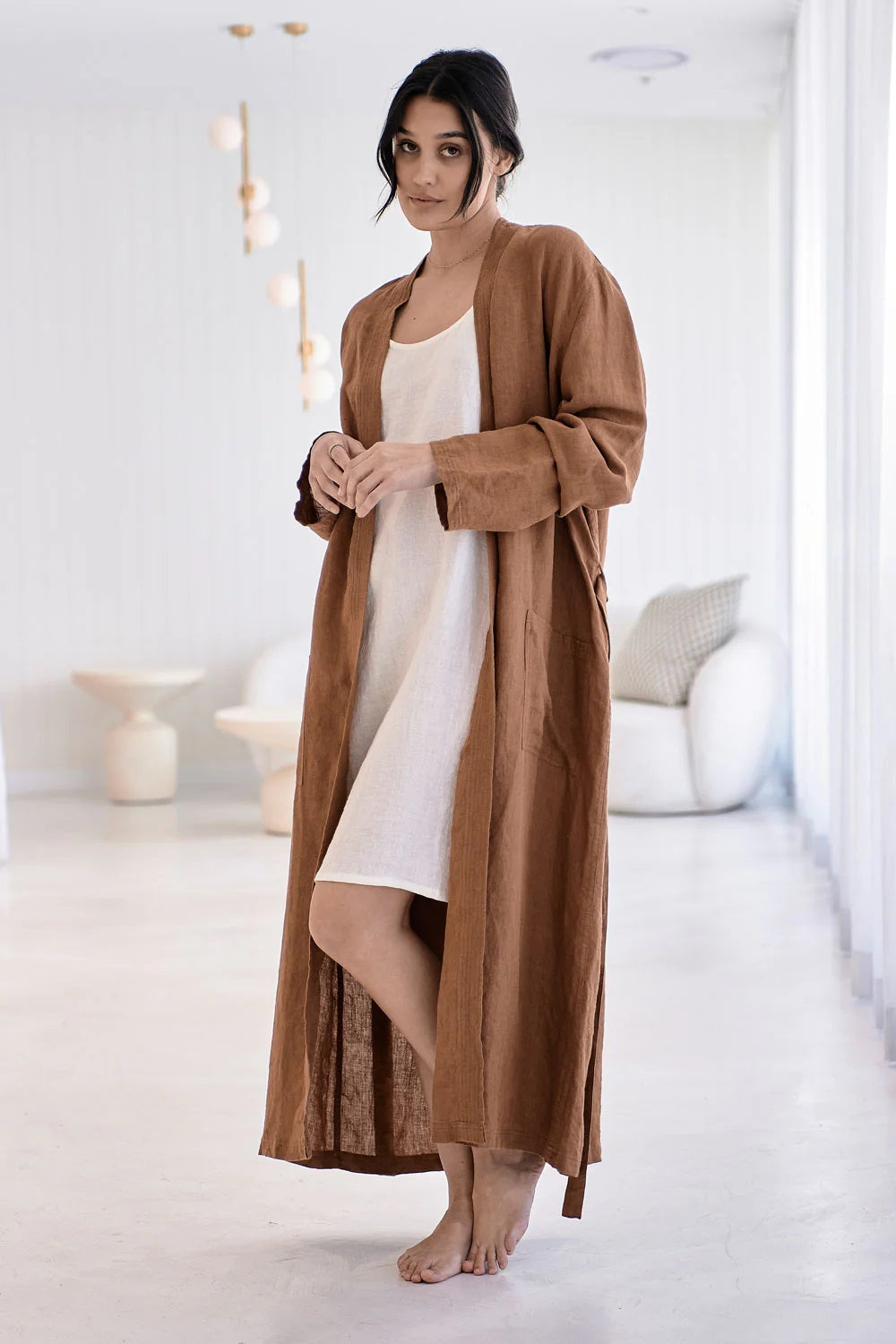 Linen Robe  | Nutmeg