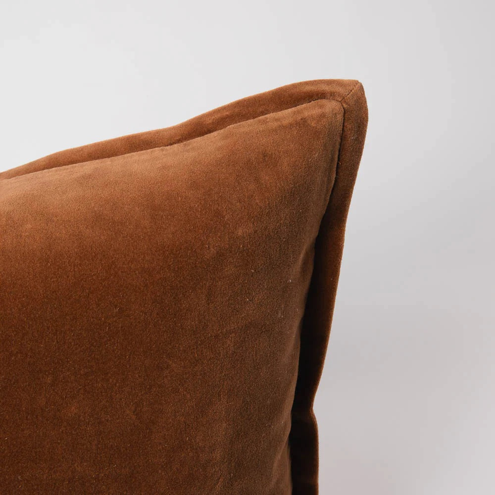 Velvet Lumbar Cushion | Nutmeg