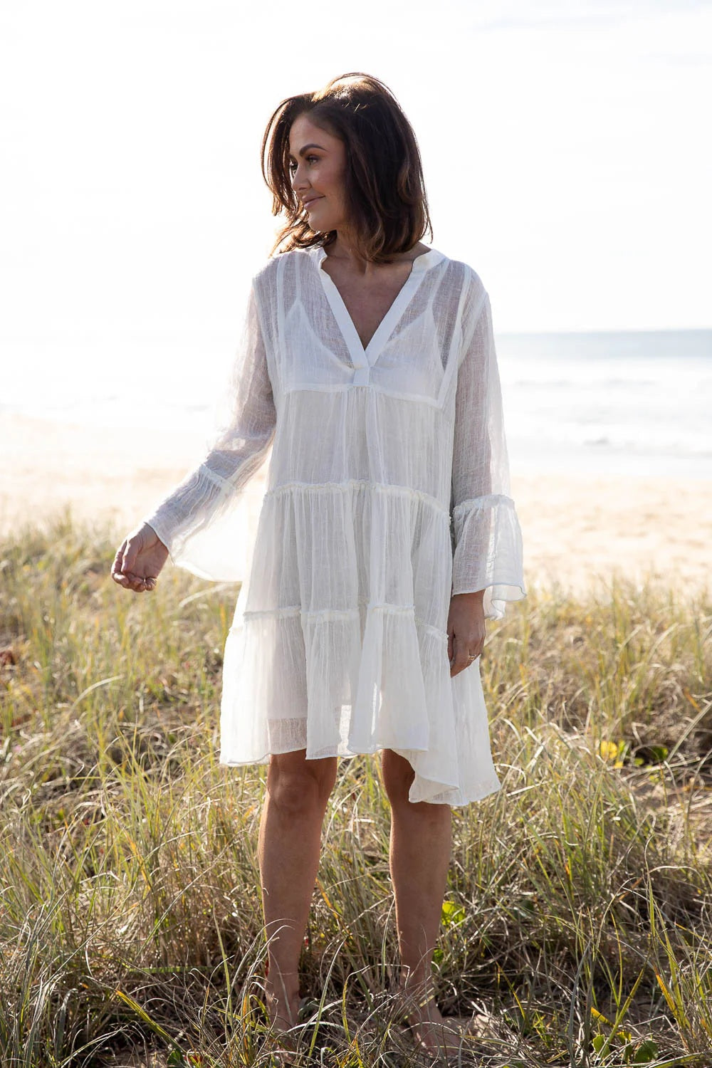 Gauze Linen Dress | Off White