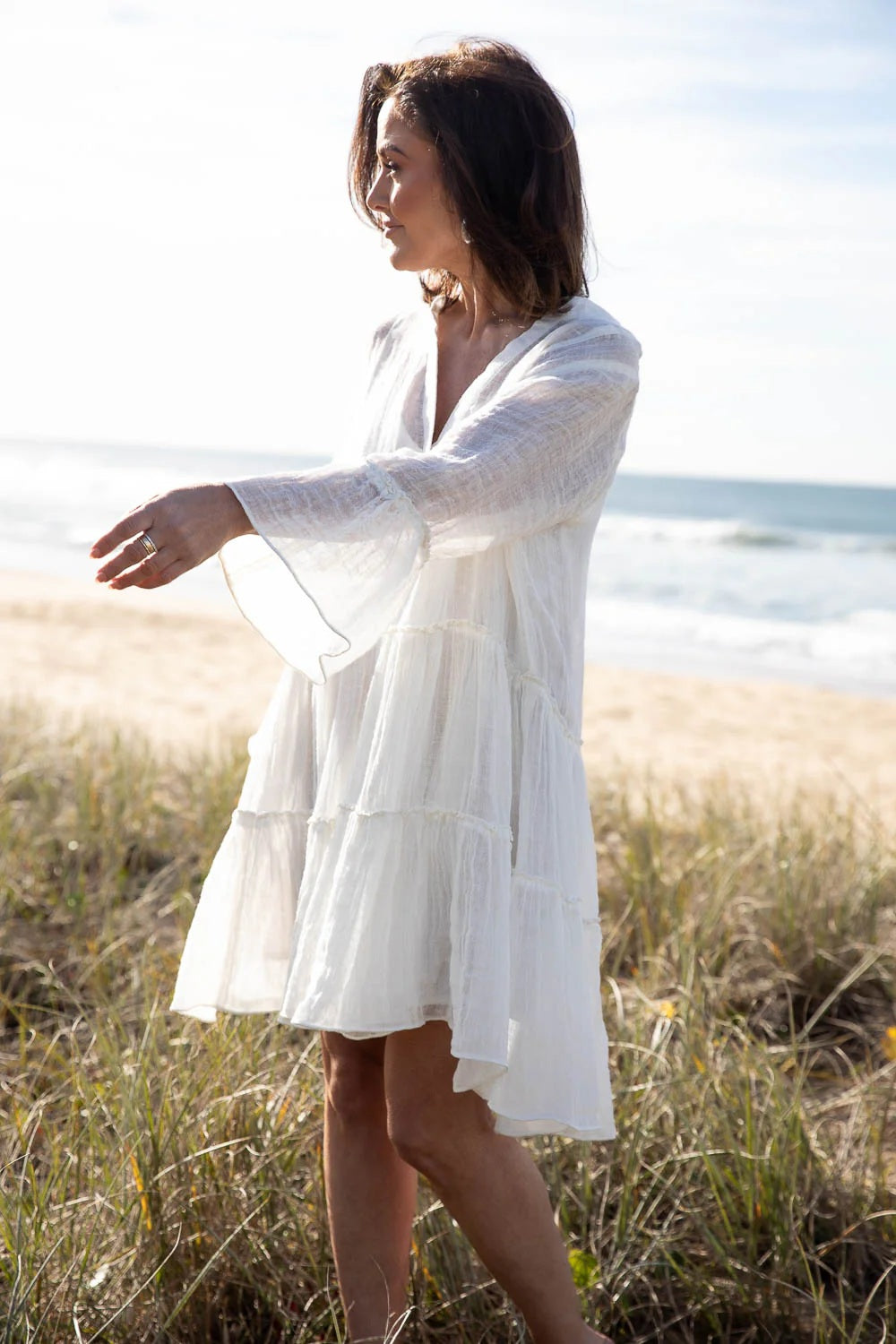 Gauze Linen Dress | Off White