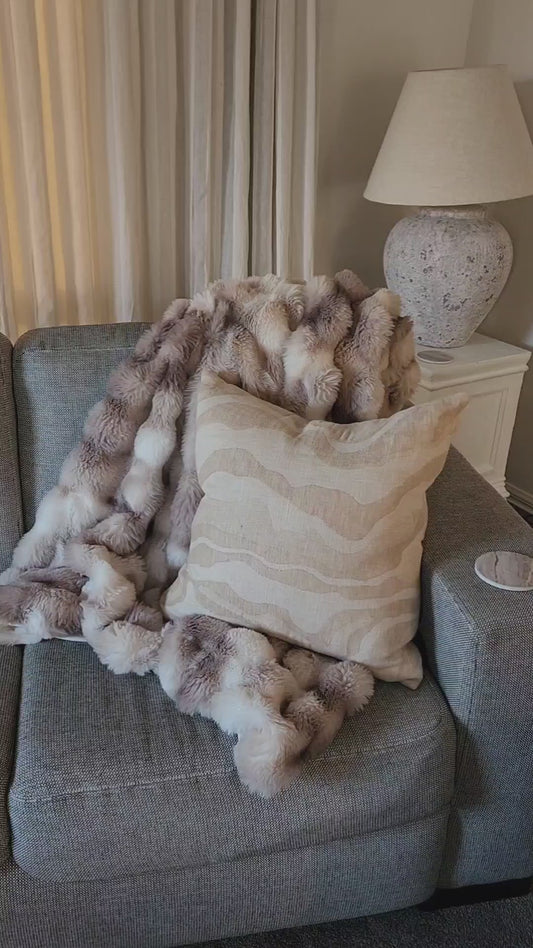 Faux Fur Ribbed Throw | Natural