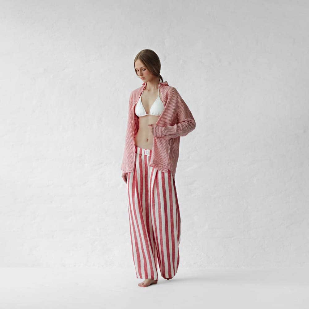 Linen Pants | Red Stripes