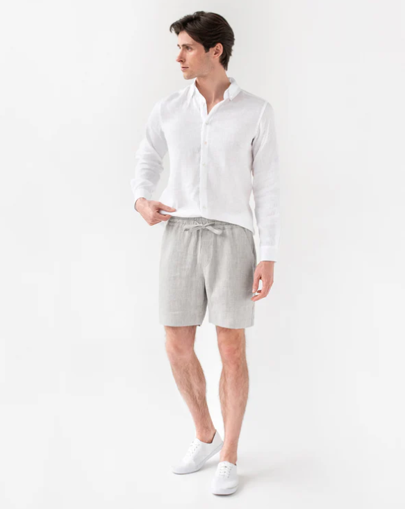 Men's linen shorts in Gray melange