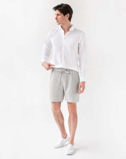 Men's linen shorts in Gray melange