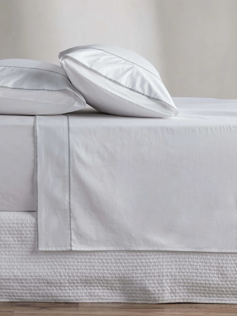 Egyptian Cotton Grosgrain Sheet Set | Silver