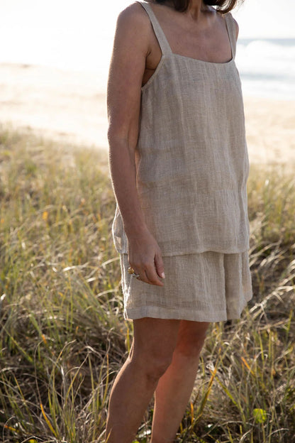 Gauze Linen Singlet | Natural