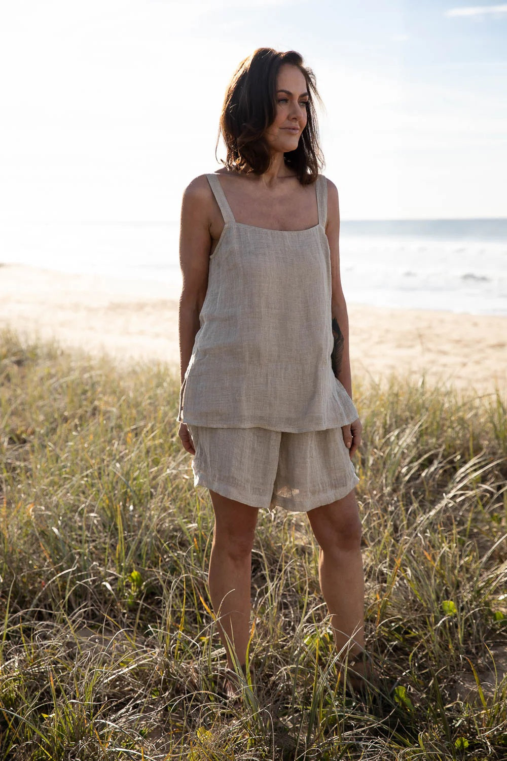 Gauze Linen Singlet | Natural