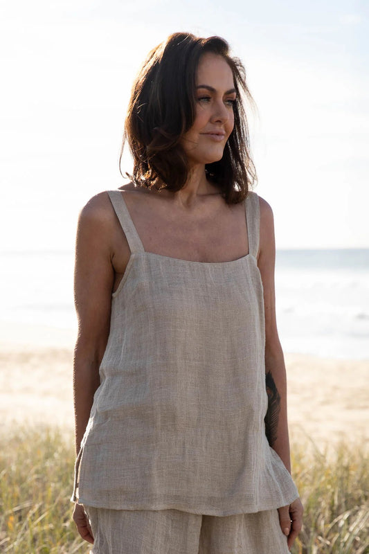 Gauze Linen Singlet | Natural