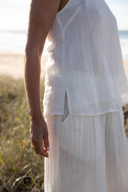 Gauze Linen Singlet | Off White