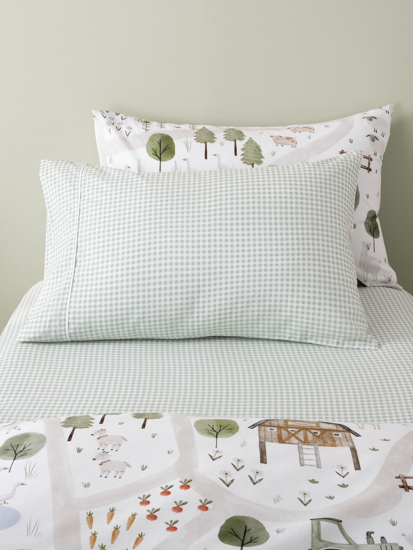 Childrens Fitted Sheet | Sage Gingham