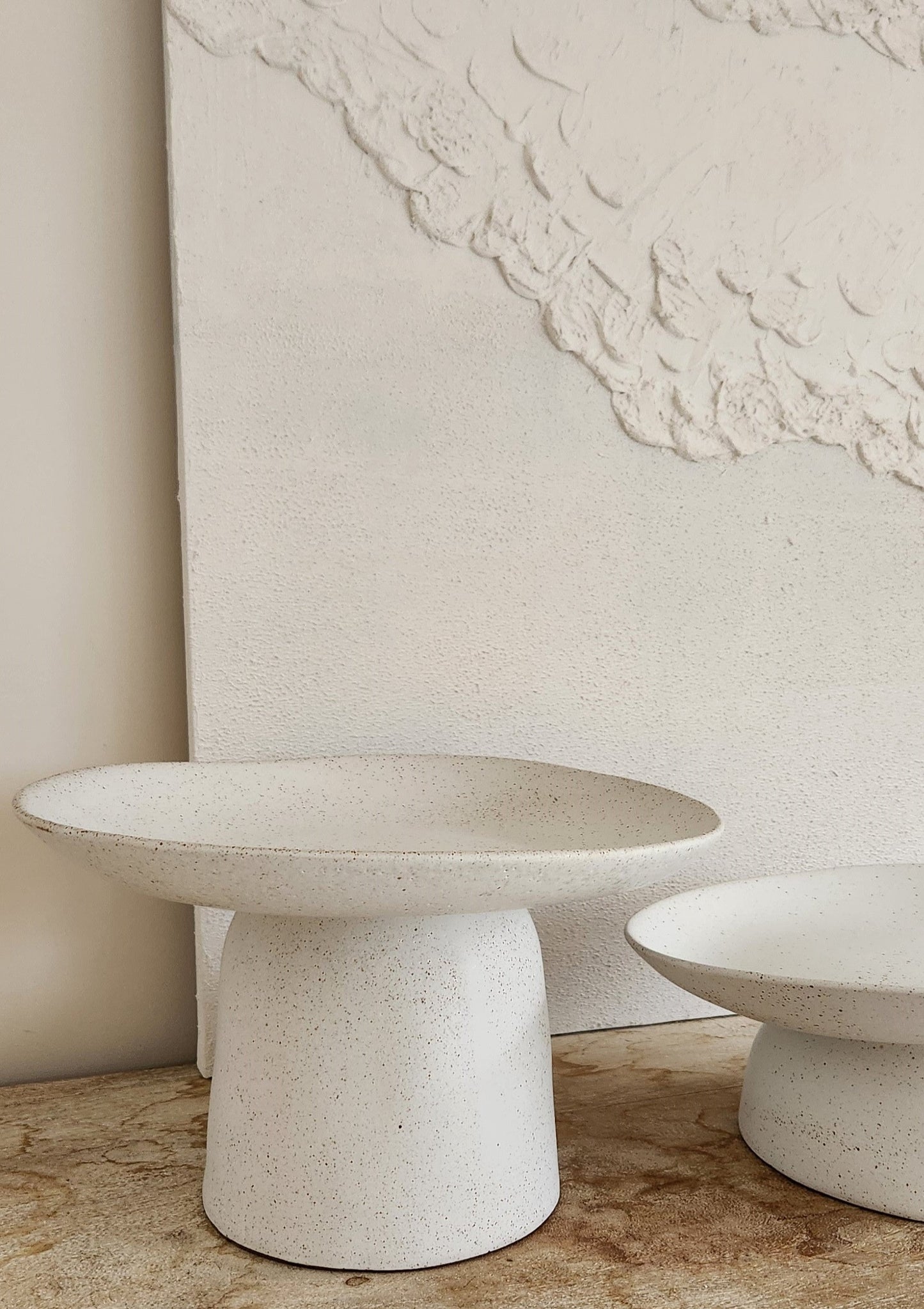 Organic Stoneware Pedestal | Sandy White | 22cm