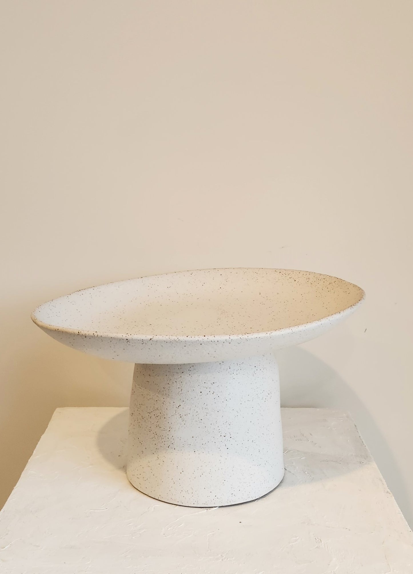 Organic Stoneware Pedestal | Sandy White | 22cm