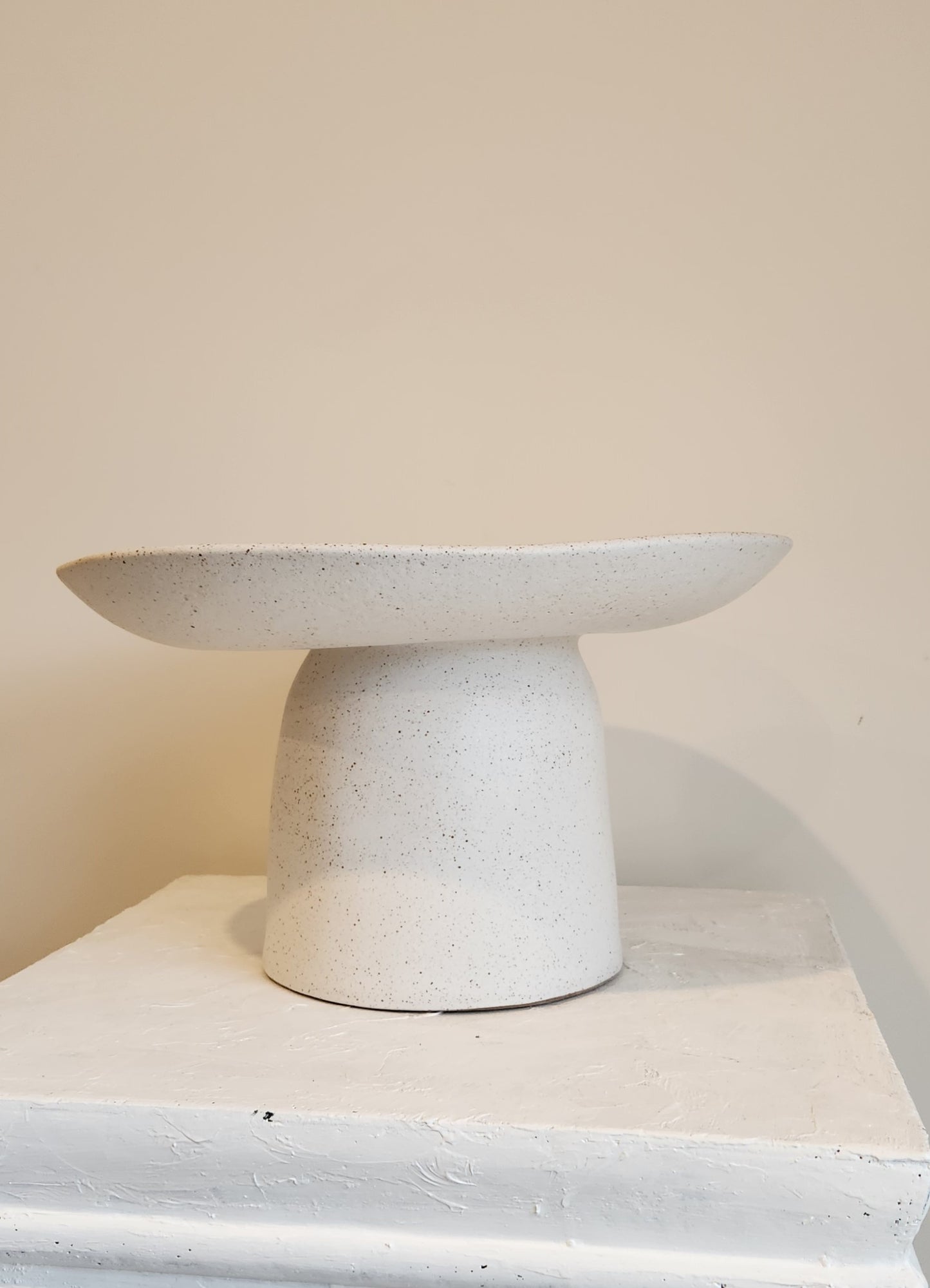 Organic Stoneware Pedestal | Sandy White | 22cm