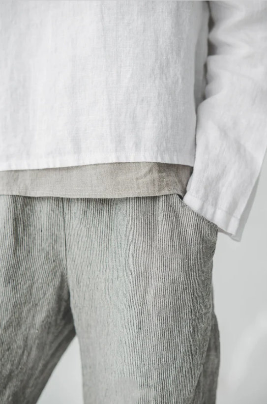 Linen Pants | Grey Stripes