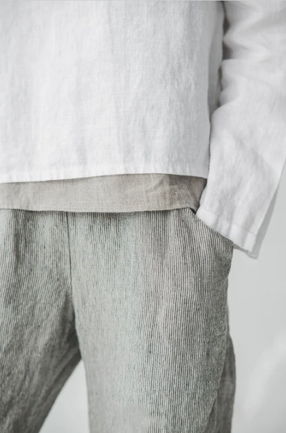 Linen Pants | Grey Stripes