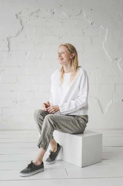 Linen Pants | Grey Stripes