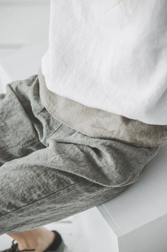 Linen Pants | Grey Stripes