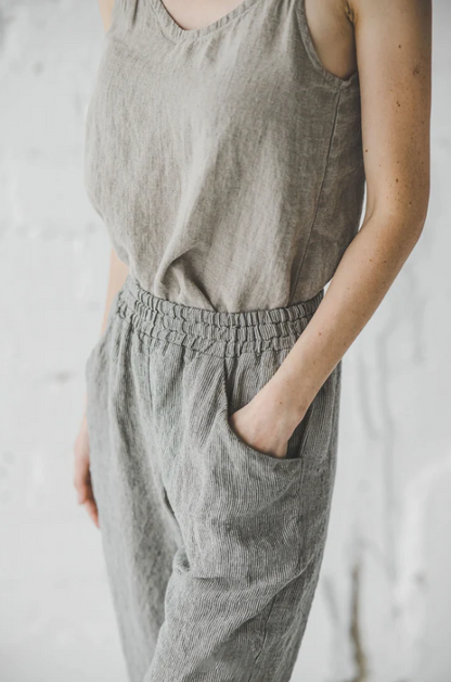 Linen Pants | Grey Stripes