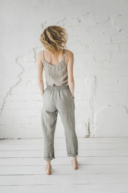 Linen Pants | Grey Stripes