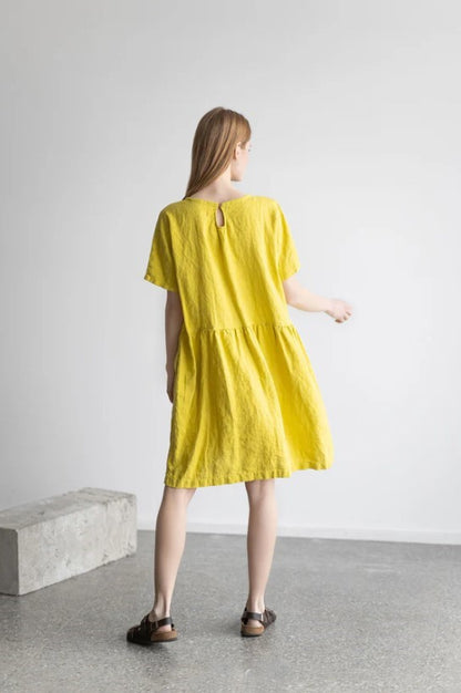 Oversized Linen Dress | Lemon