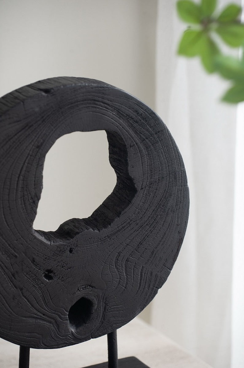 Kokoro Teak Sculpture | Black