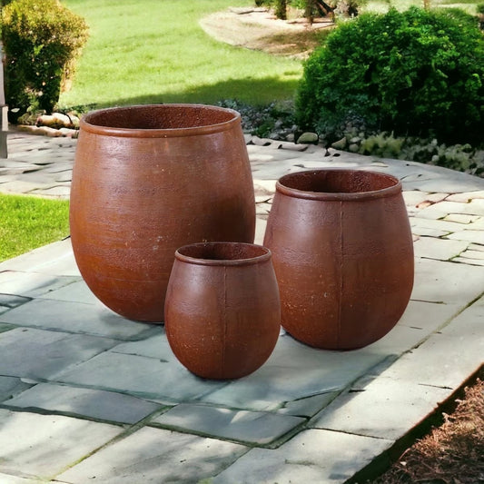 POMPEII TERRACOTTA ROUND POTS | RUST