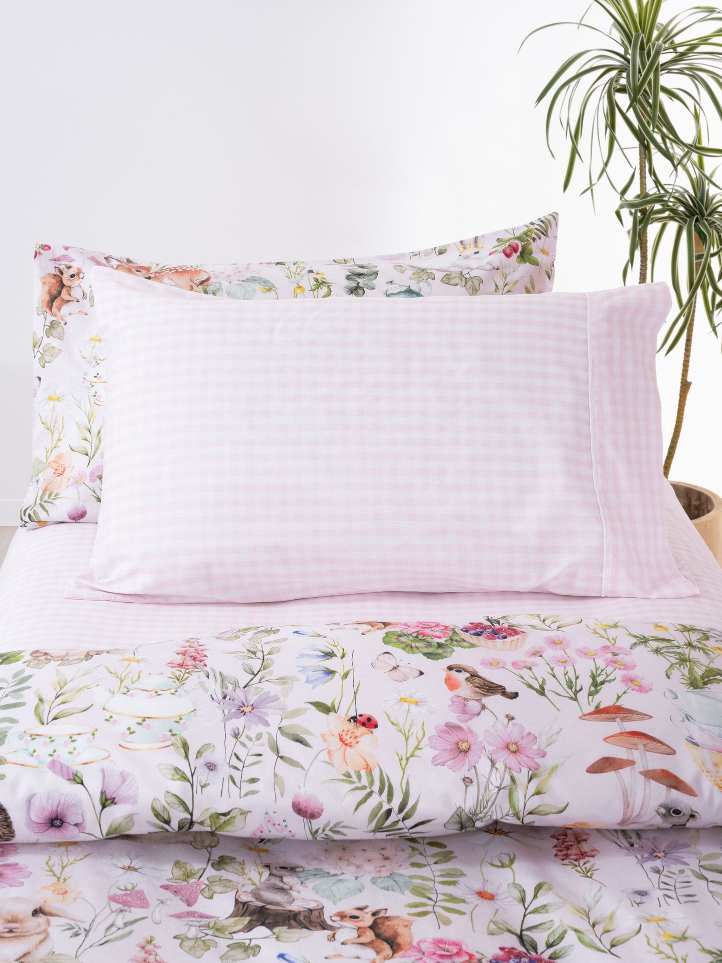 GINGHAM Fitted Sheet | King Single - Blush