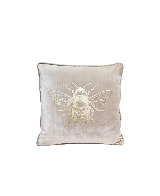 Velvet Bee Cushion | Pearl & Gold