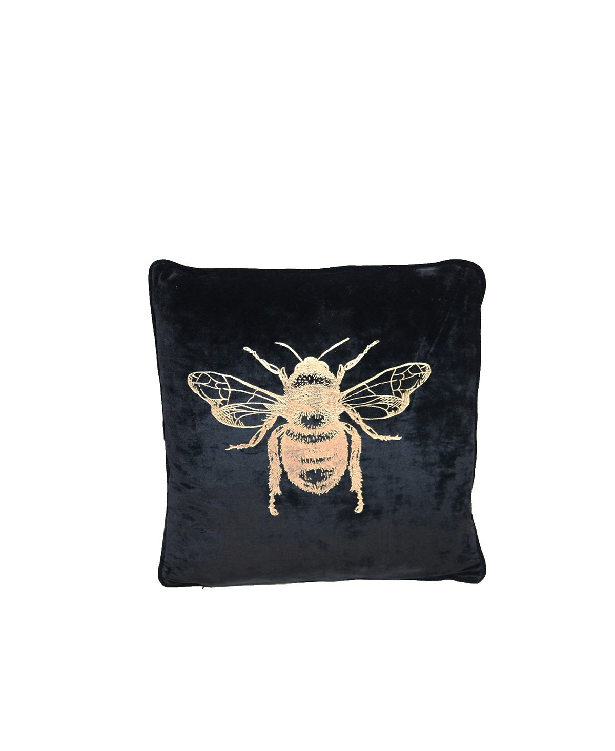 Velvet Bee Cushion | Black & Gold