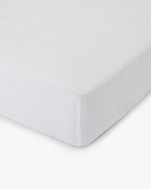 Pure White Linen Fitted Sheet | Made in Europe