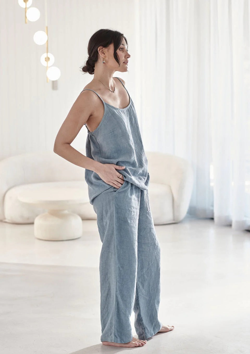 Loungewear Linen Cami | Blue