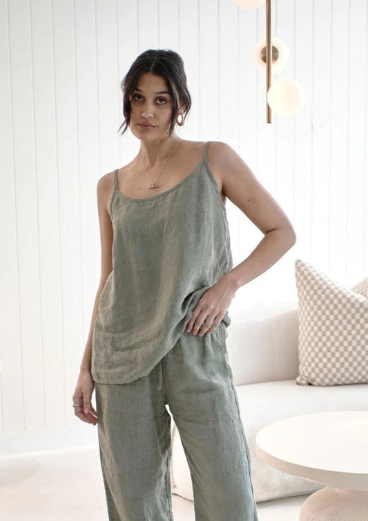 Loungewear Linen Cami | Olive