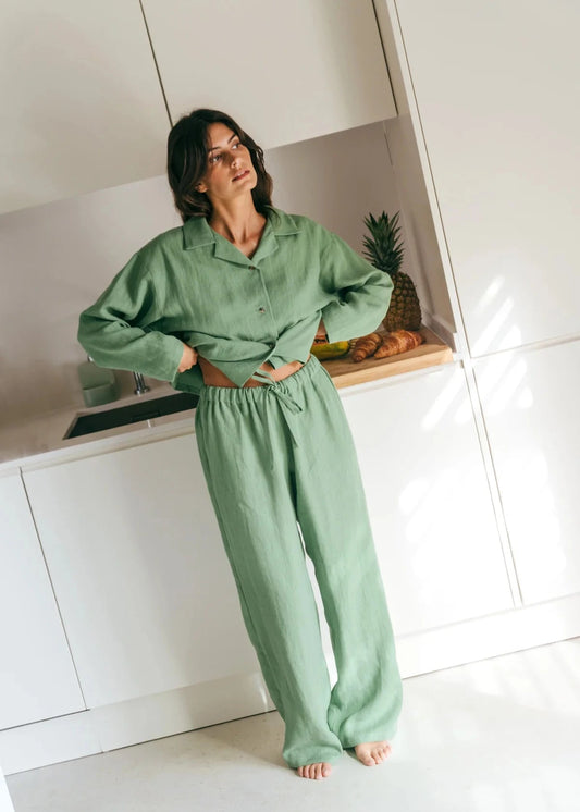 Olivia Linen Set | Matcha Green