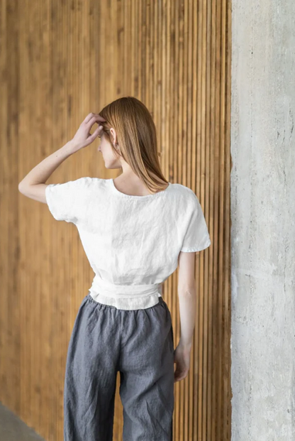 Original Wrap Linen Top | Off White