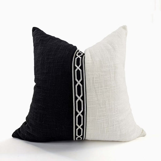 Yacht cushion cover - black / white