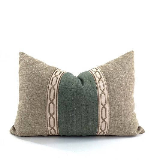 Yacht cushion cover -Green & Natural 40x60