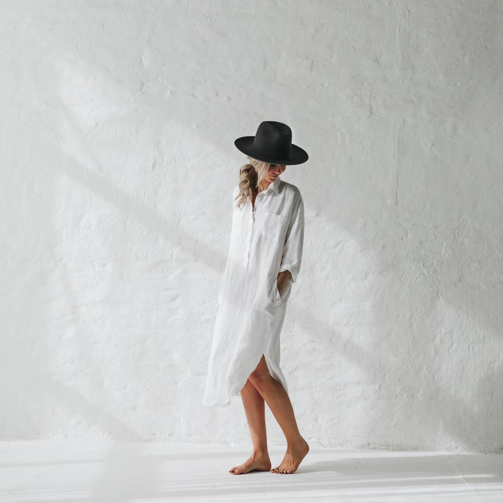 Long white linen shirt dress best sale