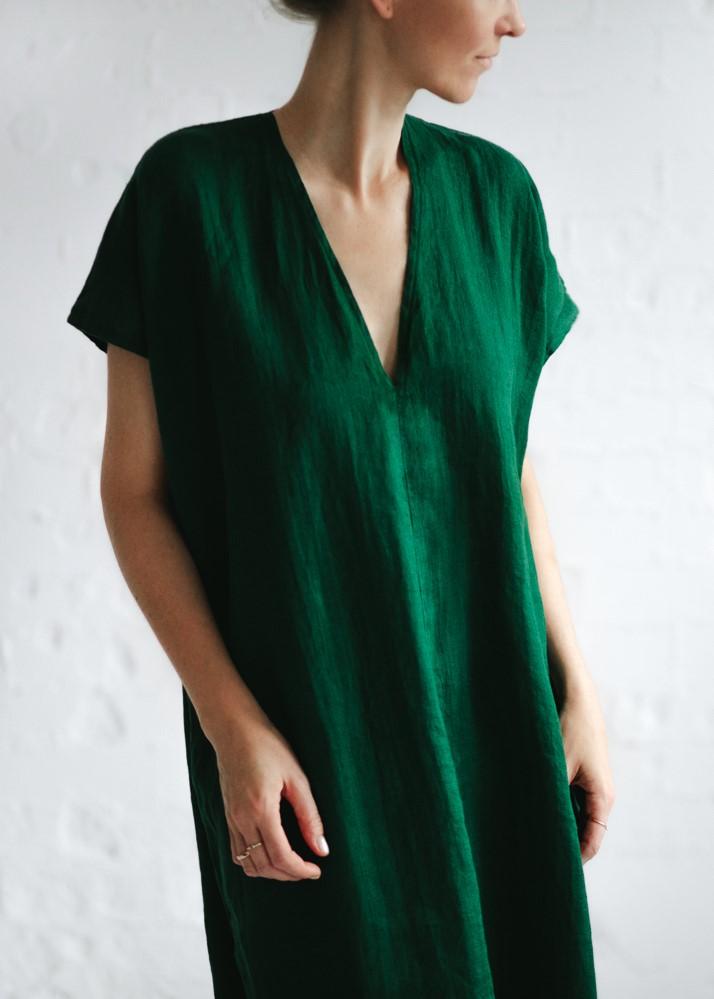 Dark green linen on sale dress