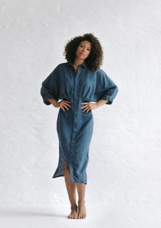 Nea Linen Dress | Teal