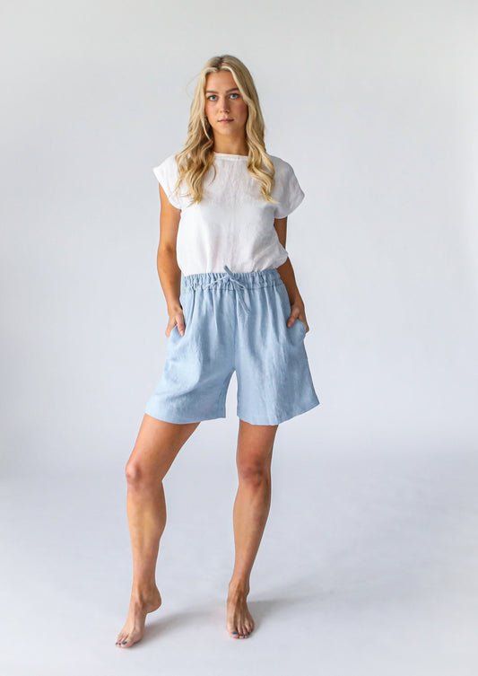 Linen Shorts | Pale Blue