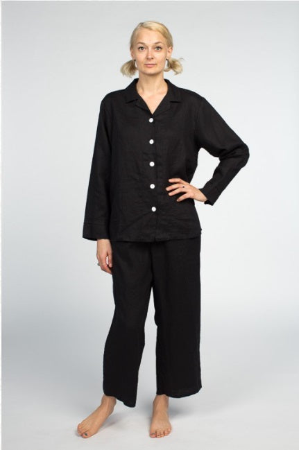 Black linen online pajamas