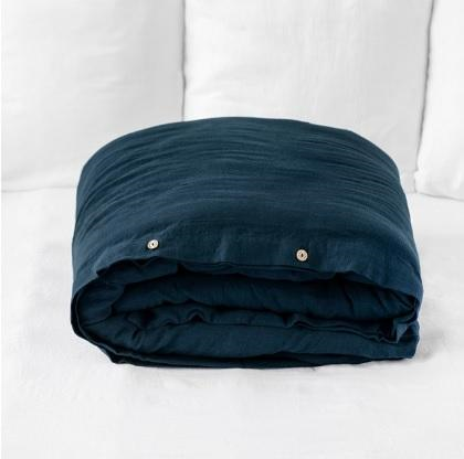 Navy Linen Duvet Cover Set | Made in Europe