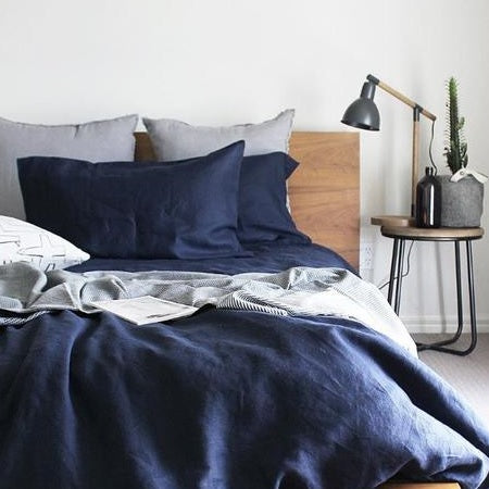 Linen Duvet Cover Set  | Navy |  Made in New Zealand