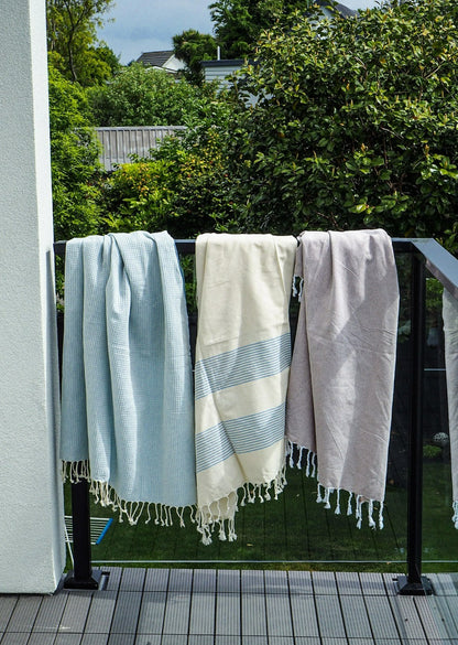 Turkish Beach Towel | Light Blue & White Stripe