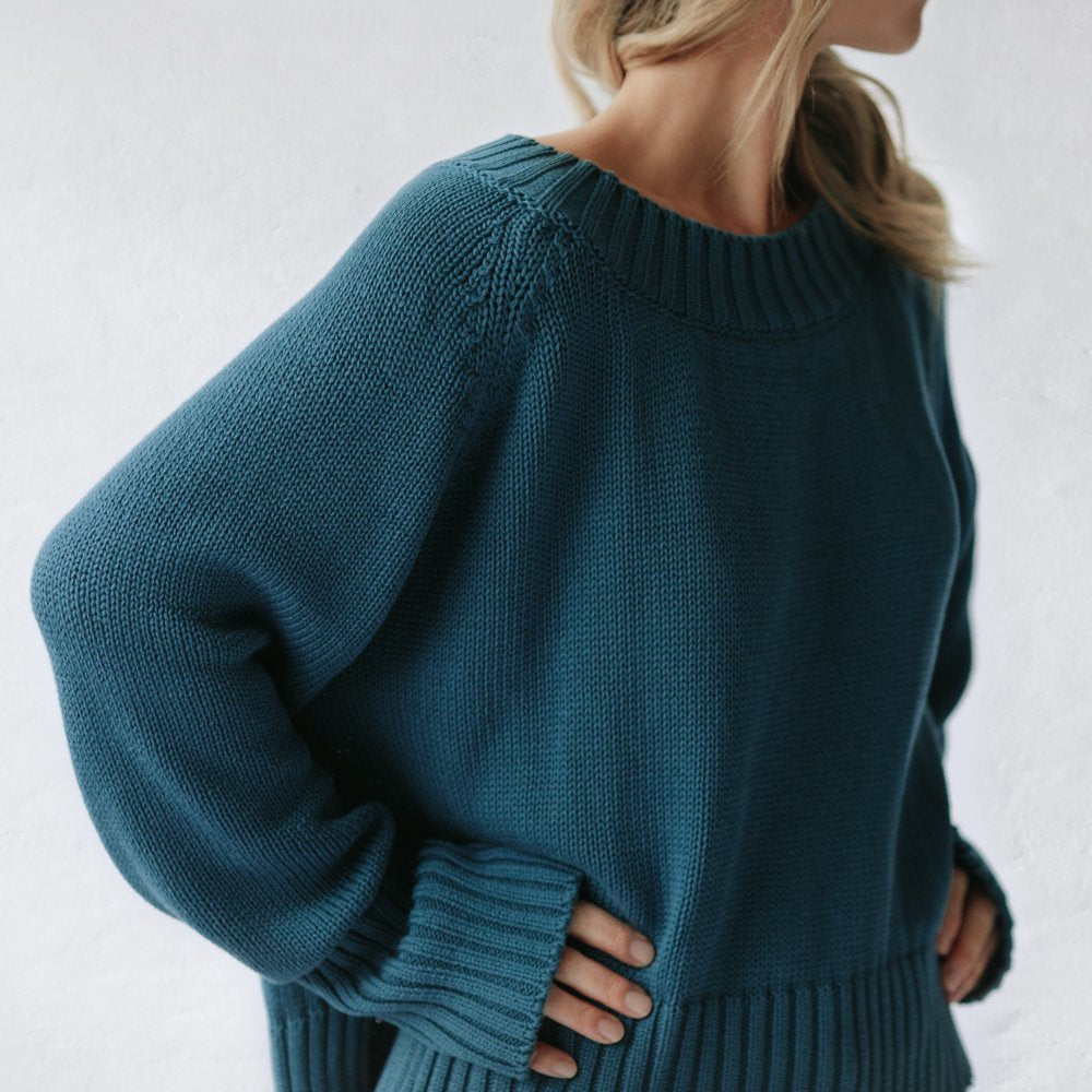 Boatneck Sweater | Teal Blue