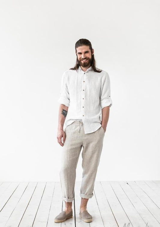 Mens Linen Pants | Natural