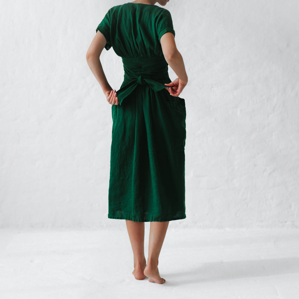 Kimono linen dress Green