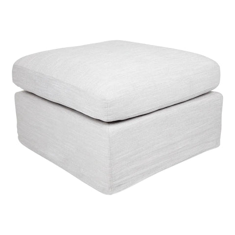 Linen Slip Cover Ottoman | Grey