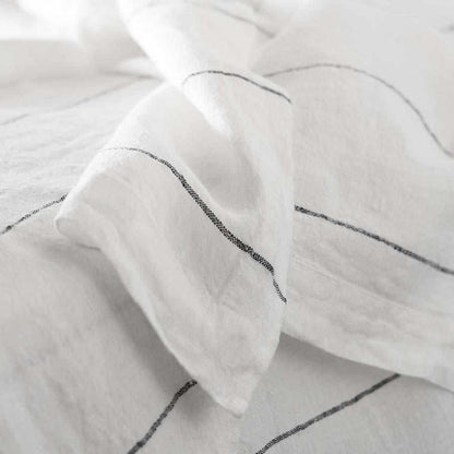 French Linen Duvet Cover | Charcoal Stripe